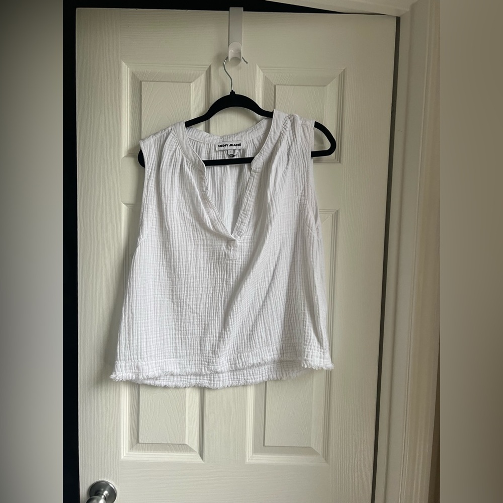DKNY White Sleeveless Top
